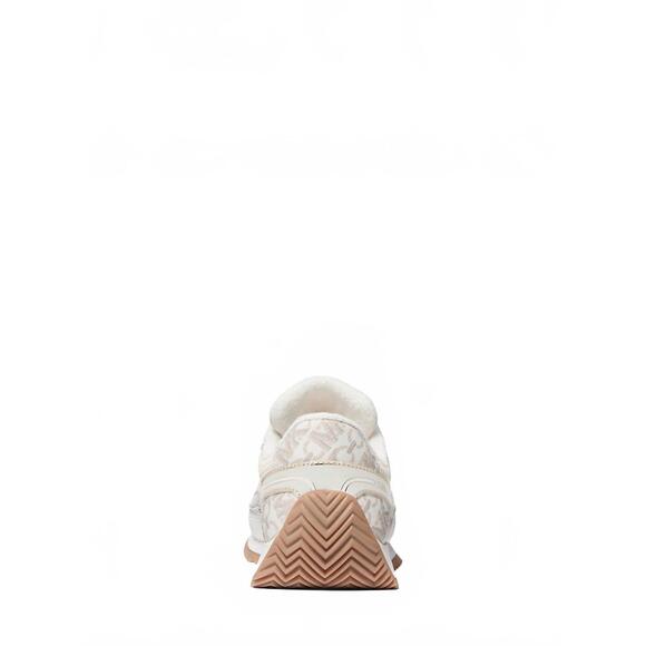 NEW MICHAEL KORS women's byrdie mixed-media trainer shoes in vanilla combo
